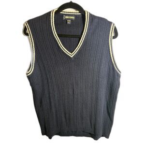 Vintage Britches Navy Ribbed V-Neck Sweater Vest Men’s M Ramie Cotton Preppy
